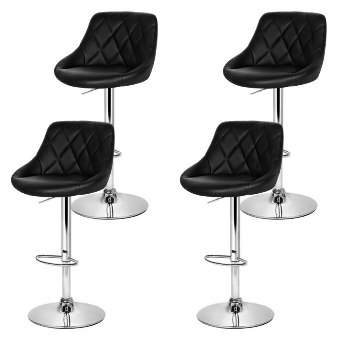 Artiss 4x Bar Stools Leather Padded Gas Lift Black - Image 3
