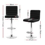 Artiss 4x Bar Stools Padded Leather Gas Lift Black - Image 2