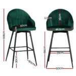 Artiss 4x Bar Stools Velvet Swivel Metal Legs Green - Image 2