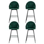 Artiss 4x Bar Stools Velvet Swivel Metal Legs Green - Image 3