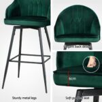 Artiss 4x Bar Stools Velvet Swivel Metal Legs Green - Image 5