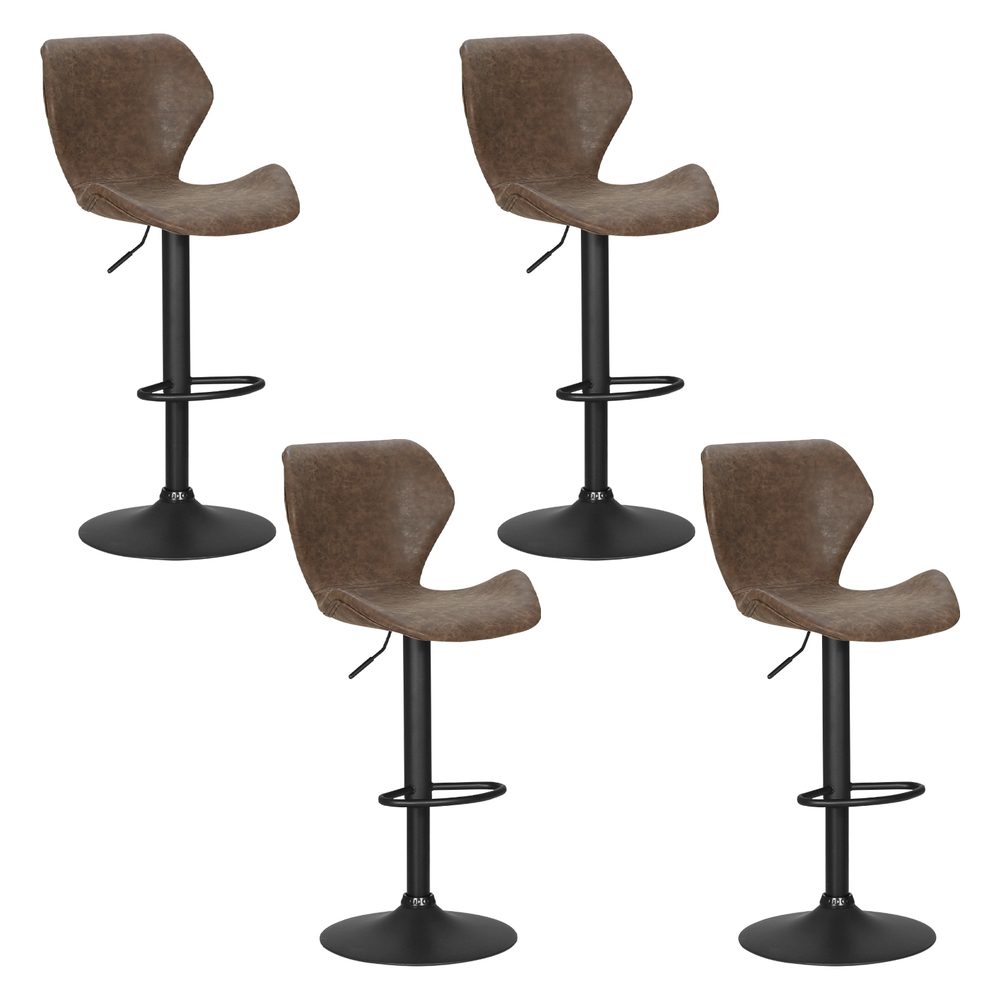 BA-K-9977-BRX4-202503041132-00 Artiss 4x Bar Stools Vintage Leather Gas Lift Brown - Image 1
