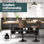 Artiss 4x Bar Stools Vintage Leather Gas Lift Brown - Image 4