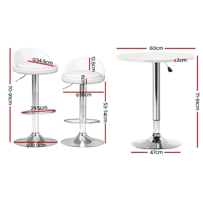 Artiss Bar Table and Stools Set Dining Desk Kitchen Chairs Cafe Pub - Image 2