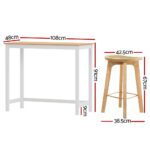 Artiss Bar Table and Stools Set Dining Desk Kitchen Chairs Cafe Pub - Image 2
