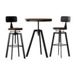 Artiss Bar Table and Stools Set Dining Desk Industrial Kitchen Chairs Cafe Pub - Image 3