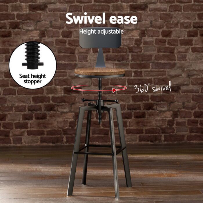 Artiss Bar Table and Stools Set Dining Desk Industrial Kitchen Chairs Cafe Pub - Image 5