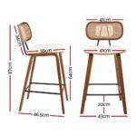 2x Artiss Bar Stools Kitchen Counter Rattan Chairs PU Leather Padding - Image 2