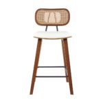 2x Artiss Bar Stools Kitchen Counter Rattan Chairs PU Leather Padding - Image 3