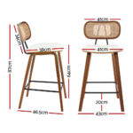 4x Artiss Bar Stools Kitchen Counter Rattan Chairs PU Leather Padding - Image 2
