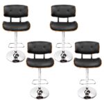 Artiss 4x Bar Stools Gas Lift Leather Black - Image 3