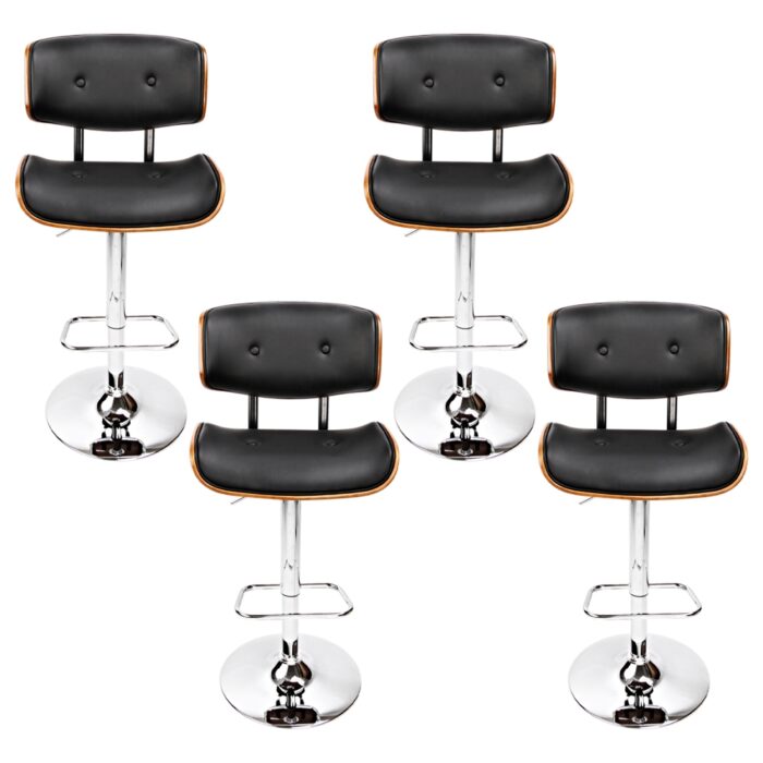Artiss 4x Bar Stools Gas Lift Leather Black - Image 3