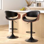 Artiss 2x Bar Stools Gas Lift Leather w/Armrest