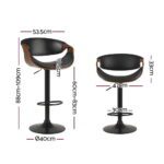 Artiss 2x Bar Stools Gas Lift Leather w/Armrest - Image 2