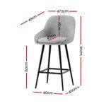 Artiss 4x Bar Stools Upholstered Stool Counter Seat Kitchen Dining Chairs - Image 2