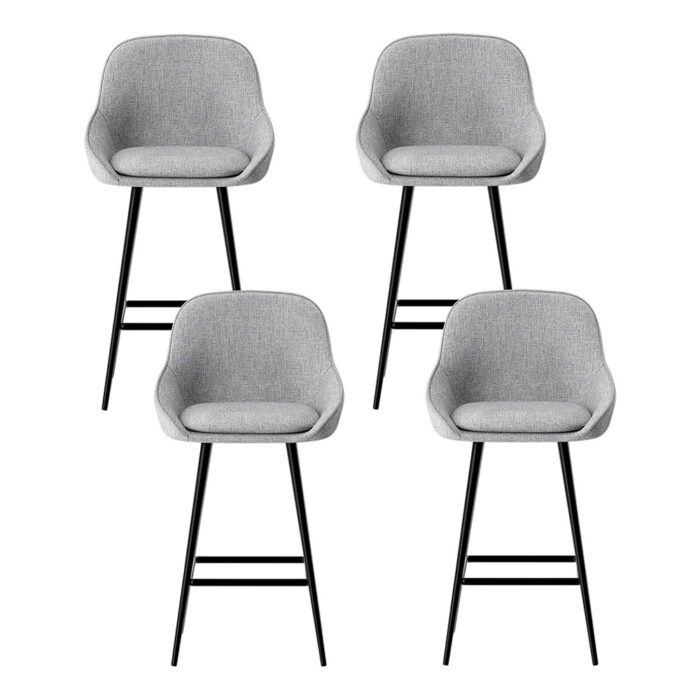 Artiss 4x Bar Stools Upholstered Stool Counter Seat Kitchen Dining Chairs - Image 3