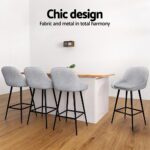Artiss 4x Bar Stools Upholstered Stool Counter Seat Kitchen Dining Chairs - Image 4