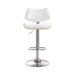 Artiss Bar Stools Kitchen Dining Chairs Gas Lift Stool Wooden Leather White - Image 3