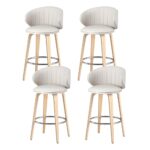 4x Artiss Bar Stools Dining Chairs Contoured Leather Wood Stool