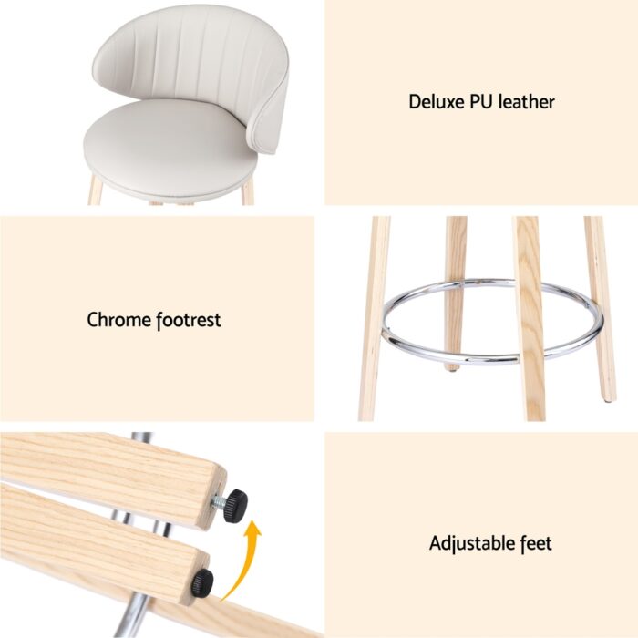 4x Artiss Bar Stools Dining Chairs Contoured Leather Wood Stool - Image 6