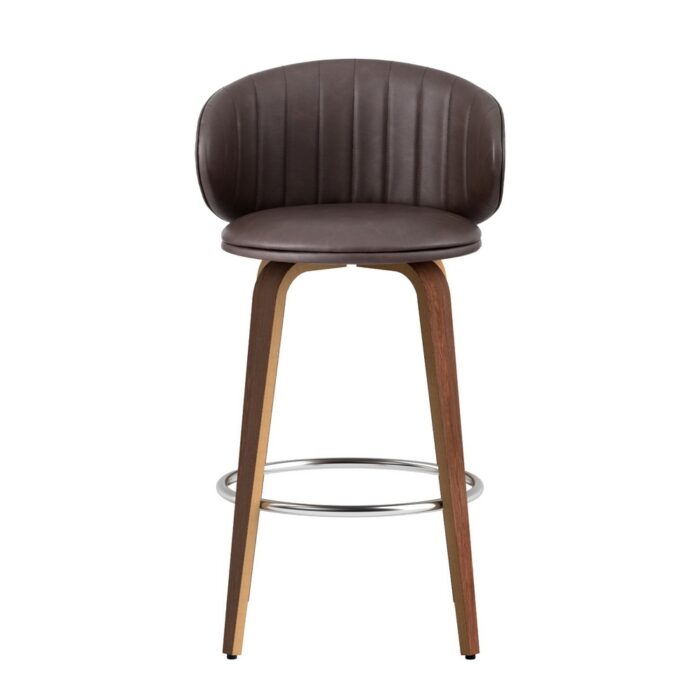 4x Artiss Bar Stools Dining Chairs Contoured Leather Wood Stool - Image 3