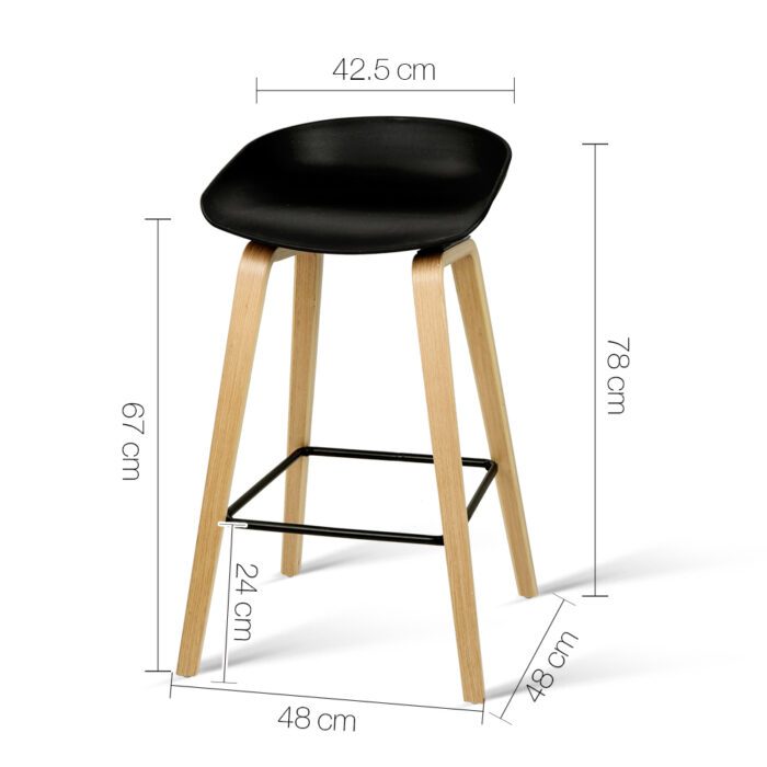 4x Artiss Bar Stools Kitchen Counter Stool Dining Chairs Wooden Black - Image 2