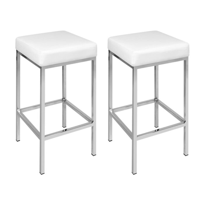 Artiss 4x Bar Stools Leather Padded Metal White - Image 3