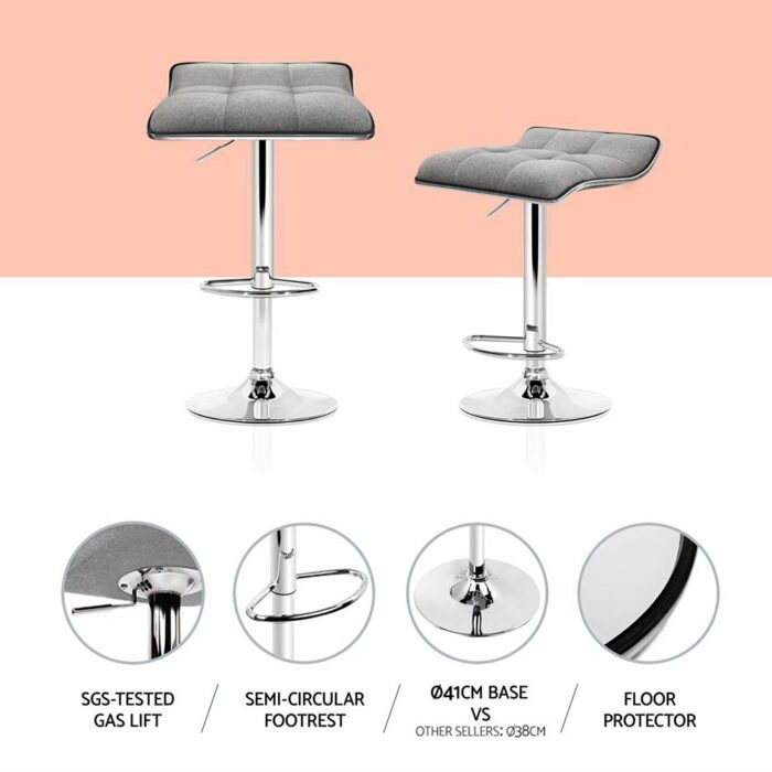 Artiss 4x Bar Stools Linen Padded Gas Lift - Image 4
