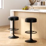 Artiss 2x Bar Stools Leather Padded Gas Lift Black