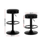 Artiss 2x Bar Stools Leather Padded Gas Lift Black - Image 2