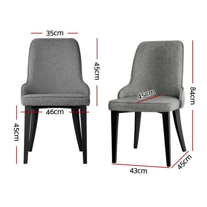 Artiss Dining Chairs Set of 4 Linen Fabric Grey - Image 2