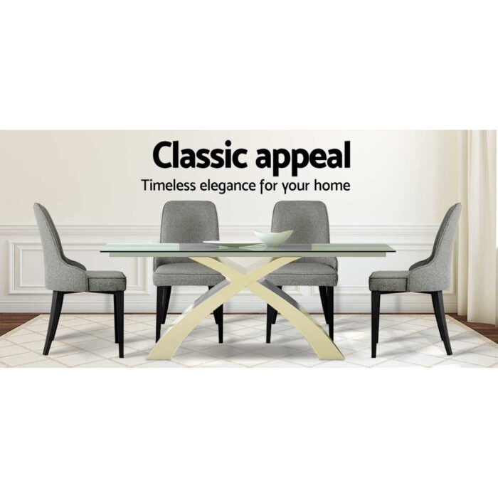 Artiss Dining Chairs Set of 4 Linen Fabric Grey - Image 4