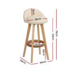 Artiss 4x Bar Stools Padded Leather Wooden Beige - Image 2