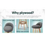 Artiss 4x Bar Stools Padded Linen Wooden Grey - Image 4