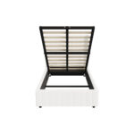 Oikiture Bed Frame King Single Gas Lift Base Boucle Fabric White - Image 4