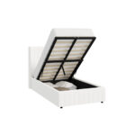 Oikiture Bed Frame King Single Gas Lift Base Boucle Fabric White - Image 9