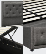 Oikiture Double Bed Frame with Storage Space Gas Lift Grey - Image 3