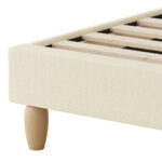 Oikiture Bed Frame King Size Arched Bedhead Beige Fabric - Image 5