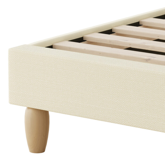 Oikiture Bed Frame King Size Arched Bedhead Beige Fabric - Image 5