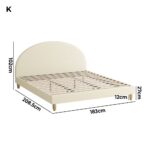 Oikiture Bed Frame King Size Arched Bedhead Beige Fabric - Image 7