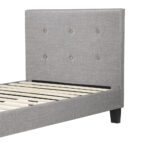 Oikiture Bed Frame Single Size Wooden Fabric Grey - Image 8