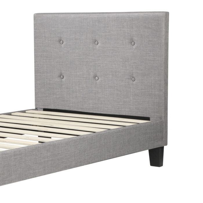 Oikiture Bed Frame Single Size Wooden Fabric Grey - Image 8