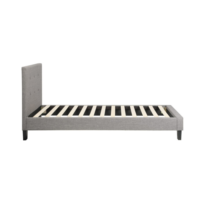 Oikiture Bed Frame Single Size Wooden Fabric Grey - Image 3