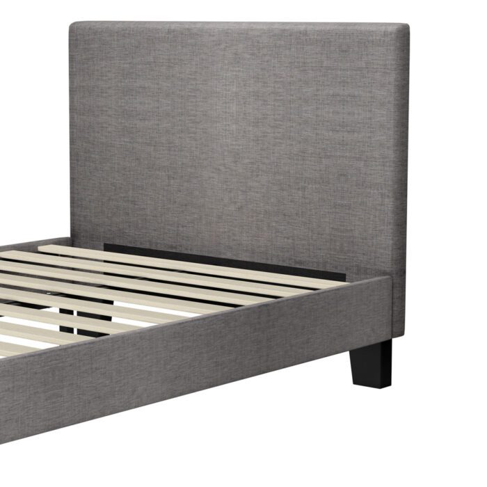 Oikiture Bed Frame King Single Wooden Slats Fabric - Image 7