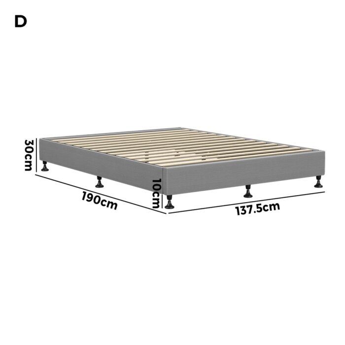 Oikiture Bed Frame Double Size Fabric Grey - Image 7