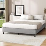 Oikiture Bed Frame King Size Fabric Grey - Image 3