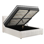 Oikiture Bed Frame With Mattress Set Queen Size Gas Lift White BOSS