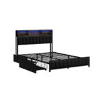 Oikiture Bed Frame Double Single Size LED Storage Bedhead USB Charge - Image 9