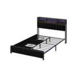 Oikiture Bed Frame Double Single Size LED Storage Bedhead USB Charge - Image 7