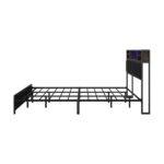 Oikiture Bed Frame King Size Beds LED Storage Bedhead USB Charge - Image 5